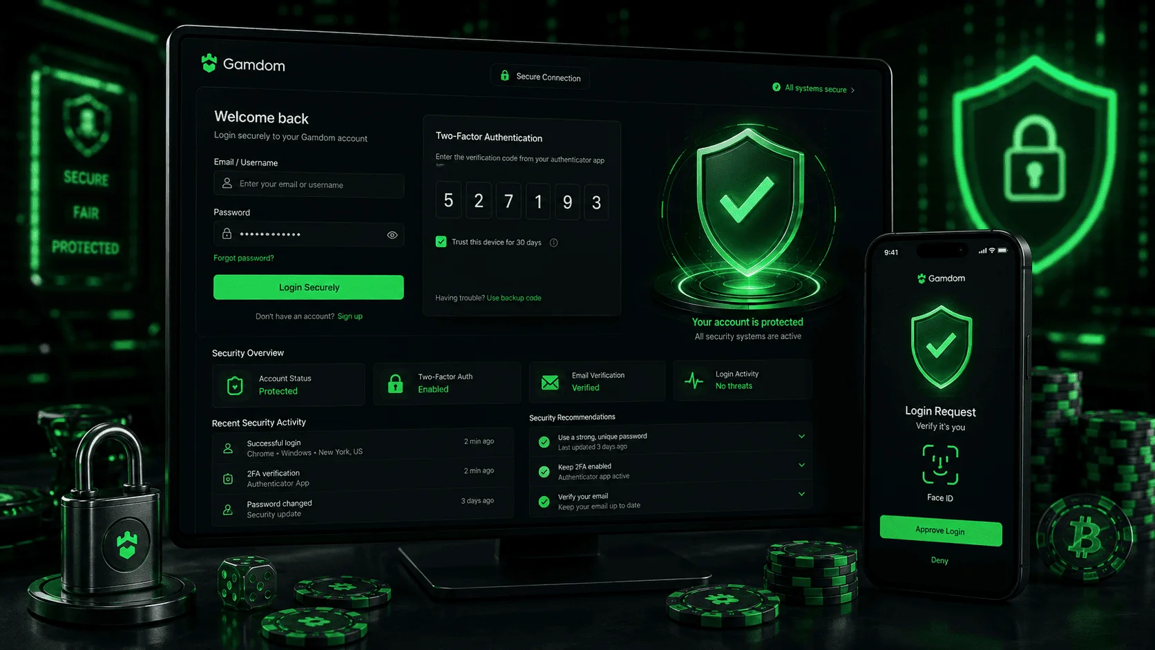 Secure Gamdom login and account protection